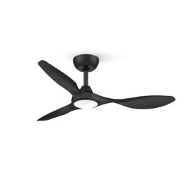 Roomratv 42 Inch BLack Ceiling Fans with Lights, Remote Control,Reversible DC Motor,Dimmable,6 Speeds,Ultra Quiet,3 Blade Ceiling Fans for Bedroom,Living Room,Indoor Outdoor Patio