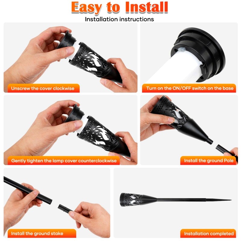 Solar Lights Outdoor Garden, 2Modes Flickering Dancing Flame Lights,IP65 Waterproof