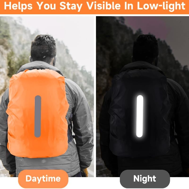 HORREX Rain Cover Backpack Fluorescent Orange Colour Reflective Arrow +