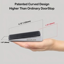 DIAKAM Door Stopper - Heavy Duty Door Stop Wedge - Made of Zinc and Rubber - Suitable for Any Floor & Door - Non-Slip Doorstops for Home & Office Black