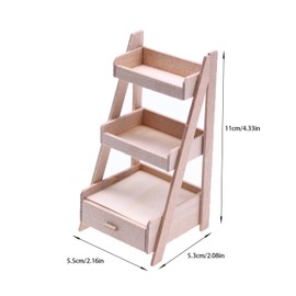 Quintrost Dollhouse Miniature Flower Stand Ornaments, 1:12 Mini Dollhouse Flower Shelf Set, Wooden Simulated Locker Mini DIY Furniture Model Fairy Garden Props Toy Accessories for Children