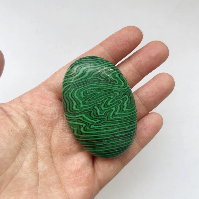 Manekieko Synthetic Malachite Worry Stones, Oval Palm Pockets, Healing Crystal,