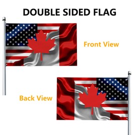 KDASIU Usa America American And Canada Canadan Flags 3x5 Ft Double-Sided Printed With 2 Brass Grommets Indoor Outdoor Polyester Fabric Decorative Banner 3x5 Foot National Flag For Outside