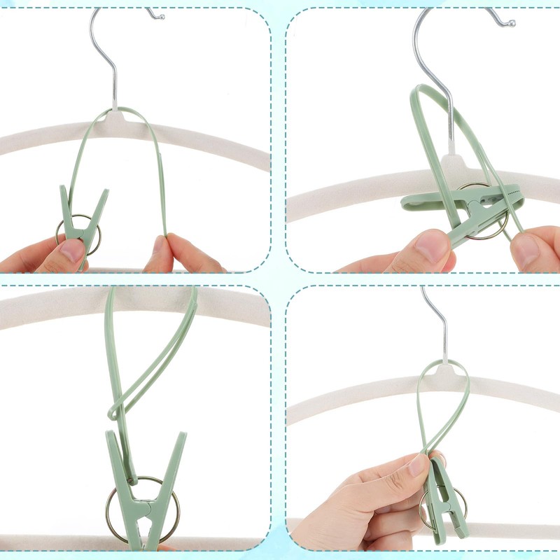 120 Pack Multi-Purpose Laundry Hanging Clips with Plastic Rope, Heavy