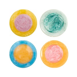 Folkulture Coasters Set of 4 | Resin Drink Coasters for Coffee Table | 4" Round Handmade Coaster for Drinks | Cute Boho Coaster Waterproof | Non Slip | for Bar, Party, Housewarming