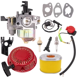 GX160 GX200 Carburetor Compatible with Honda GX120 GX140 GX 160 GX168 GX200 5HP 5.5HP 6.5HP Engine, GX160 Carburetor + Recoil Starter + Ignition Coil + Air Filter Tune Up Kit