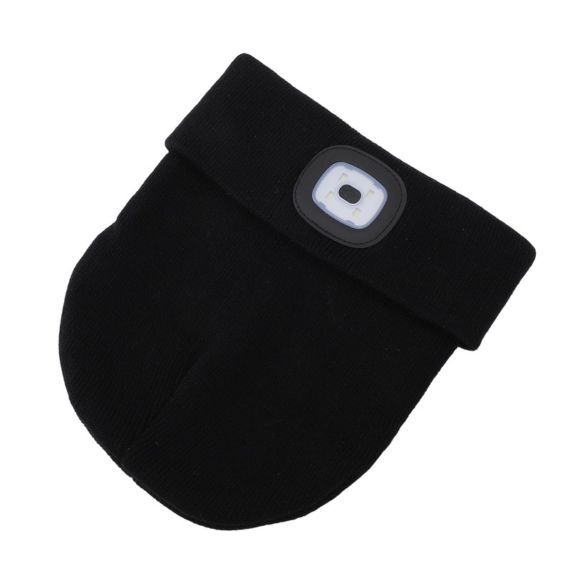 LED Beanie Hat Adjustable Brightness USB Rechargeable Soft Warm Knitted