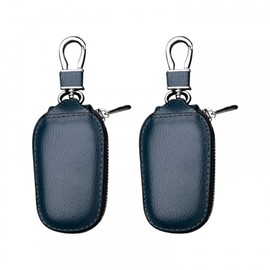 MiOYOOW Car Key Case, Waterproof PU Leather Car Key Fob Holder with Zipper Hardware Buckle Keychain Zipper Bag for Daily Carrying