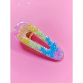 Holley Tea Time Kawaii Rainbow Stars Hair Clip Decora Kei, Resin, Colorful, J-Fashion, Harajuku