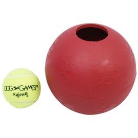 Outward Hound Kyjen 2452 Ball-In-Ball Dog Toy Interactive Puzzle Rubber Tennis Ball Dog Toy, Large, Red