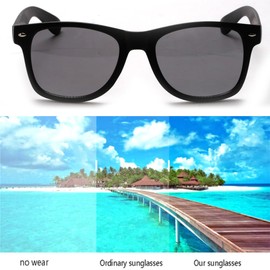 VANANA Classic Retro Sunglasses Vintage Black Square Frame for Men Women Outdoor Fishing Driving Climbing Unisex (Black Matte Frame-Grey Lens, Pack of 1 Pair)
