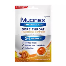 MUCINEX INSTASOOTHE HONEY ECHINACEA THROAT DROP 20CT