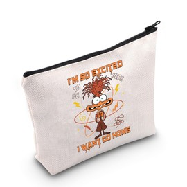 G2TUP Anxiety Emotions Makeup Bag Anxiety Fans Gift I'm So Excited to Be Here Cartoon Movie Zipper Bag (I'm So Excited CA)