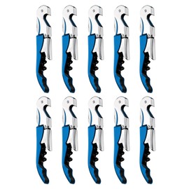 uxcell 10Pcs 5" Wine Openers Waiter Corkscrew Professional Red Wine Bottle Opener Double Hinged with Foil Cutter for Servers Bartender, Blue