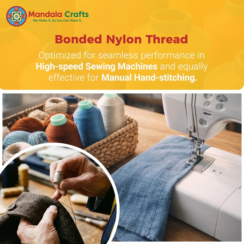 Mandala Crafts Bonded Nylon Sewing Thread, 1500 Yard Size #69