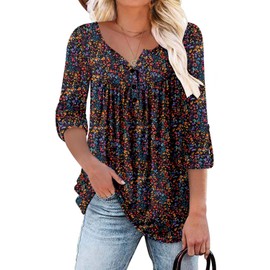 ROSELINLIN Womens Dressy Casual Shirts Long Sleeve Fall Tunic Tops BlackColor XXL