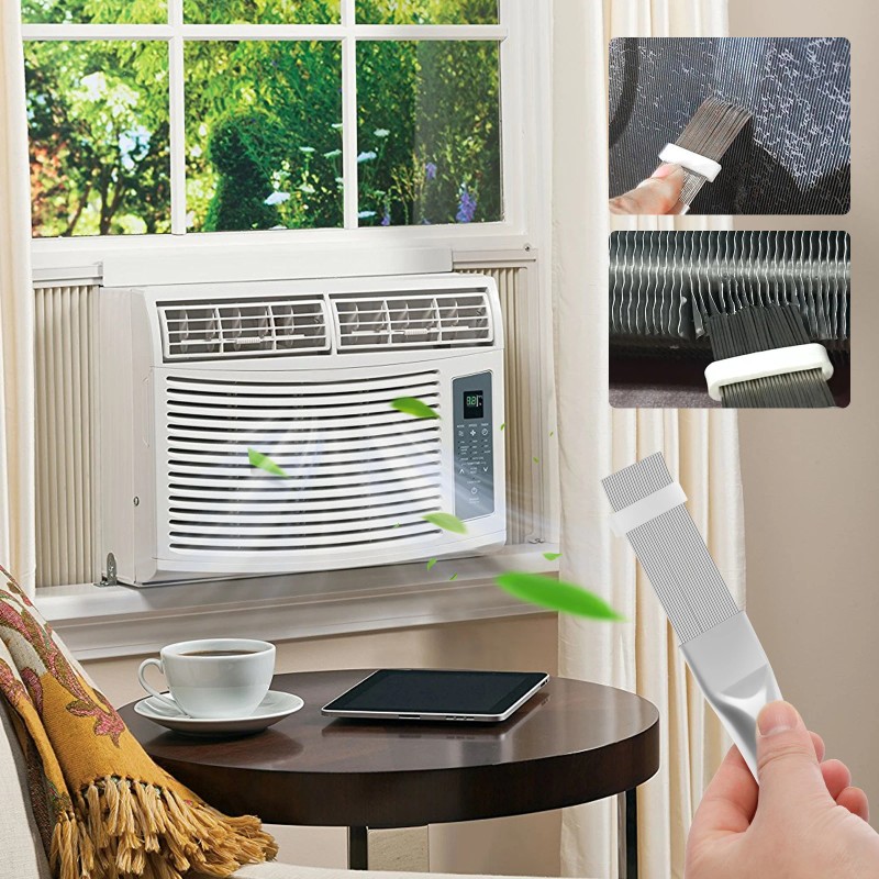 2-Piece AC Coil Cleaning Kit with Dual-Sided Brush and Stainless