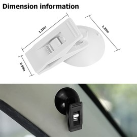 2Pcs Suction Cup Card Bill Clip, Car Sun Shade Window Reusable Strong Metal Ticket Paper Towel Clamp, Vehicle Multiple Purpose Decoration Pendants for Advertising Business Folder Holder (White)