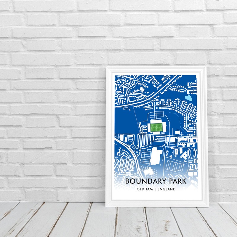 GroundDesigns OLDHAM ATHLETIC Football Gift BOUNDARY PARK Stadium Art Map