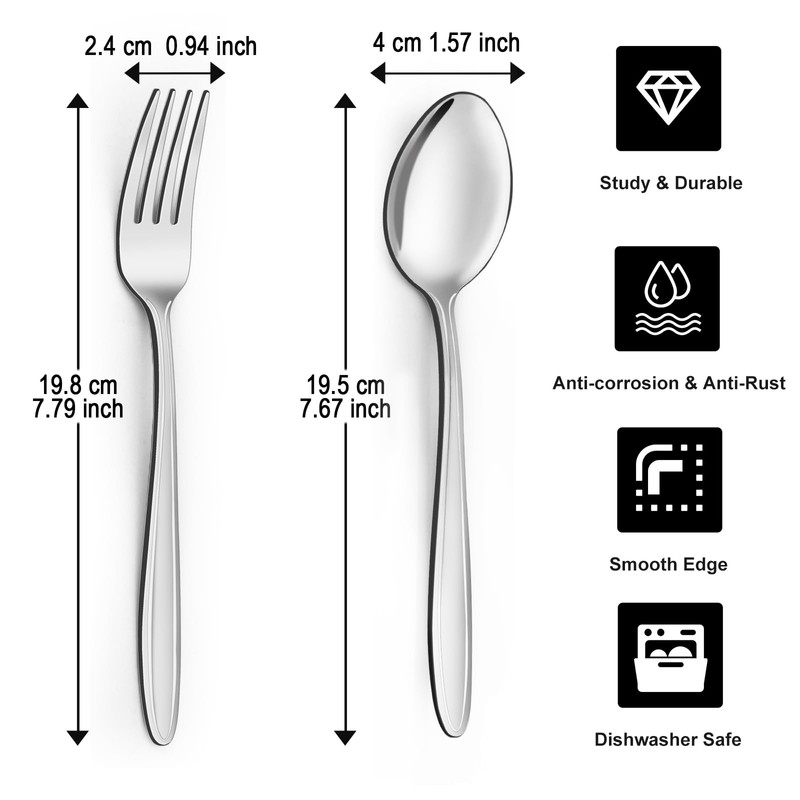 Unokit Forks and Spoons Set - 24Pcs Silverware Set, Food