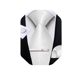 DiBanGu Silk Necktie Wedding Pocket Square Tie Pin Cufflinks Set with Gift Box, Free size