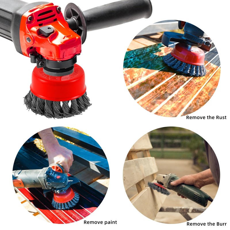 Wire Cup Brush Set Packaged with 4 Different Wire Wheel