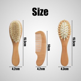 1 Wooden Wool Brush, 1 Air Bag Comb, 1 Flat Comb, Care Set, Newborn Products, Baby Accessories, Baby Hair Comb, Soft Brush, Bath Cleaning Tools