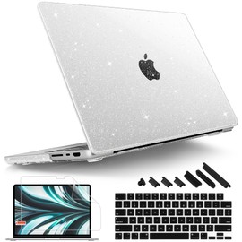 Tuiklol for M4 MacBook Pro 14 inch Case 2024-2021 Release A3112 A3401 A3185, A2992 A2918 M3 A2779 M2 A2442 M1 Pro/Max Chip,Hard Shell Case+Screen Protector with Touch ID, Sparkly White