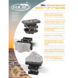 Folbe F064 - Pontoon Square Rail Mount Kit - Fits 1"-1.25" (Will fit 1.5" Rails with Additional Hardware)
