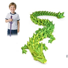 LifeBeWise 24 Inch Large 3D Printed Dragon, 3D Printed Animals Fidget Toy Articulated Crystal Dragon, Large Dragons Present, Home Office Decor Executive Desk Toys