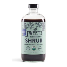 Sweet's Elderberry Organic Shrub | USDA Organic | Digestive & Immune Support | Versatile Drinking Vinegar | Mocktail Mixer | 16 oz Recyclable Bottle