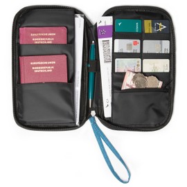 Hopeville Travel Document Case with RFID Protection, High-Quality Travel Organiser and Document Bag for All Travel Documents and Documents, blue, Modern