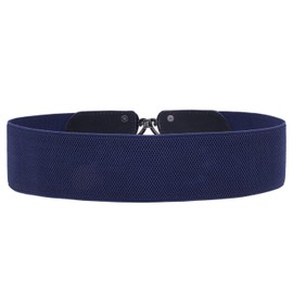 Syuer Womens Vintage Wide Elastic Stretch Waist Belt Retro Belts (3XL, Navy Blue)