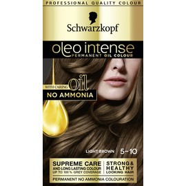 Schwarzkopf Oleo Intense Permanent Brown Hair Dye, Oil Enriched, Ammonia Free, Up to 100 Percent Grey Coverage, Light Brown 5-10
