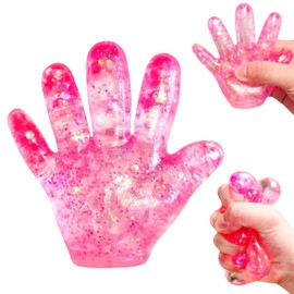1Pcs Fake Hand Stress Balls Sugar Fidget Toys for Kids Squsihy Stress Hand for Anxiety Relief - Slow Rising Squishy Sugar Ball Sensory Fidget Toys for Kids Adults Autism Classroom Prize Toy (Pink)