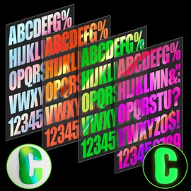 Cysincos 4 Color Glow in The Dark Iron on Vinyl Letters Pattern Iron on Stickers for Clothing Pillow Backpack DIY Craft Supplies