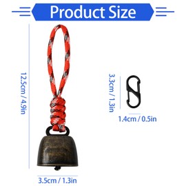 Hoxfly 2 Pcs Outdoor Bear Bells, Vintage Bear Bell with Nylon Strap and Keychain, Loud Anti-Lost Bell for Survival Hiking Camping Biking Fishing Climbing Backpack Animals