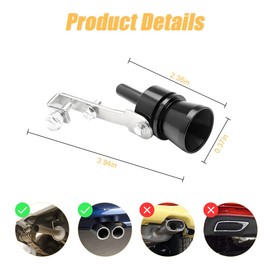2PCS Turbo Sound Whistle Simulator, Aluminum Alloy Blow off Valve Muffler Sound Booster for Auto Exhaust, Car Roar Maker Tail Pipe Whistle, Styling Running Accessories for Most Cars (Black, Medium)