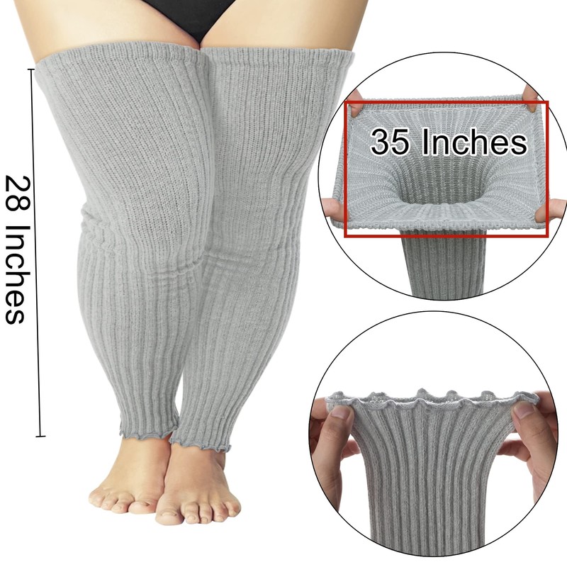 COZYOFFI Women's Plus Size Leg Warmers Knit Over Knee High
