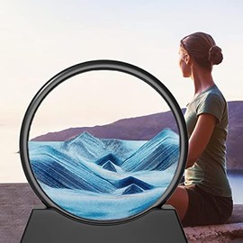 Fitifun Liquid Motion Sand Art Picture for Home Decor - Blue Sandscapes Painting in 3D Motion (12in)