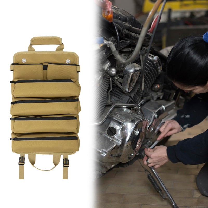QWORK Roll-up tool bag with removable pockets, wear-resistant and waterproof