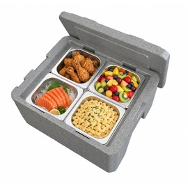 Insulated Food Pan Carrier,17Qt/16L Hot Box for Catering, Soup Warmers Commercial w/4 Stainless Steel Pans, Food Warmer for Restaurant, Canteen, Home