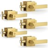 Moquin Square Privacy Gold Door Handle with Lock, Keyless Heavy