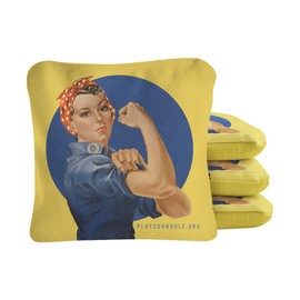 ACA Synergy Pro Professional Cornhole Bags Dual Sided Regulation 6x6 Set of 4 Retro Rosie We Can Do It