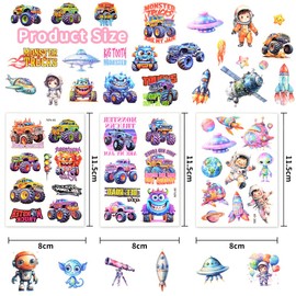 Alaoo Tattoo Kinder, 24 Blätter Temporäre tattoos, Hautfreundliche Klebetattoos Kinder-Monster Truck, Kindertattoos Wasserdicht für Geburtstags Geschenk Party Dekoration, Mitgebsel Kindergeburtstag