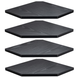 Corner Shelf Wall Mount, Corner Floating Shelves, Set of 4 Corner Wall Shelf Organizer, Rustic Wood Wall Storage Display Shelves for Living Room Bedroom Bathroom Kitchen, Classic Black