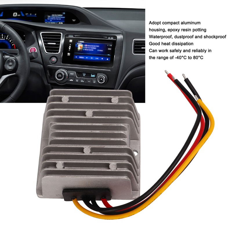 DC Buck Converter Waterproof 8‑40V to 12V 6A 72W Automatic