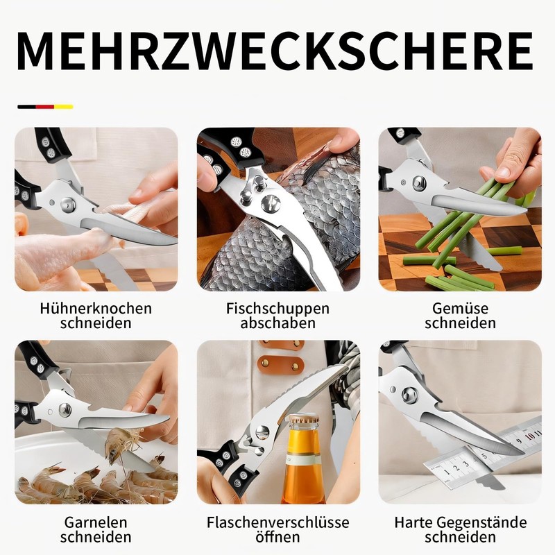 Poultry Scissors Black Household Scissors Professional Meat Shears Sharp Chicken