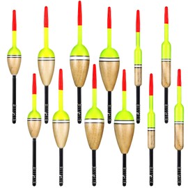 Sonwyoung 12 Pcs Fishing Float Slip Bobber Wood Fishing Stick Slip Balsa Bobber in 6 Size for Crappie Bluegill Trout Bass Panfish Catfish Walleye Tackle Accessories (X-1,X-2,X-3,X-4,X-5,X-6)