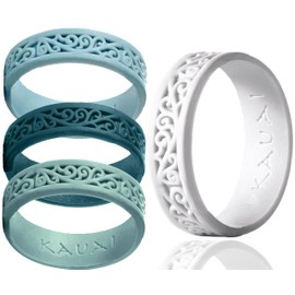 KAUAI Silicone Rings for Women – Soft and Pretty. Comfortable, Breathable, Stackable Rings. Lightweight Rubber Womens Engagement Ring & Wedding Band. Women’s thin Unisex Bands